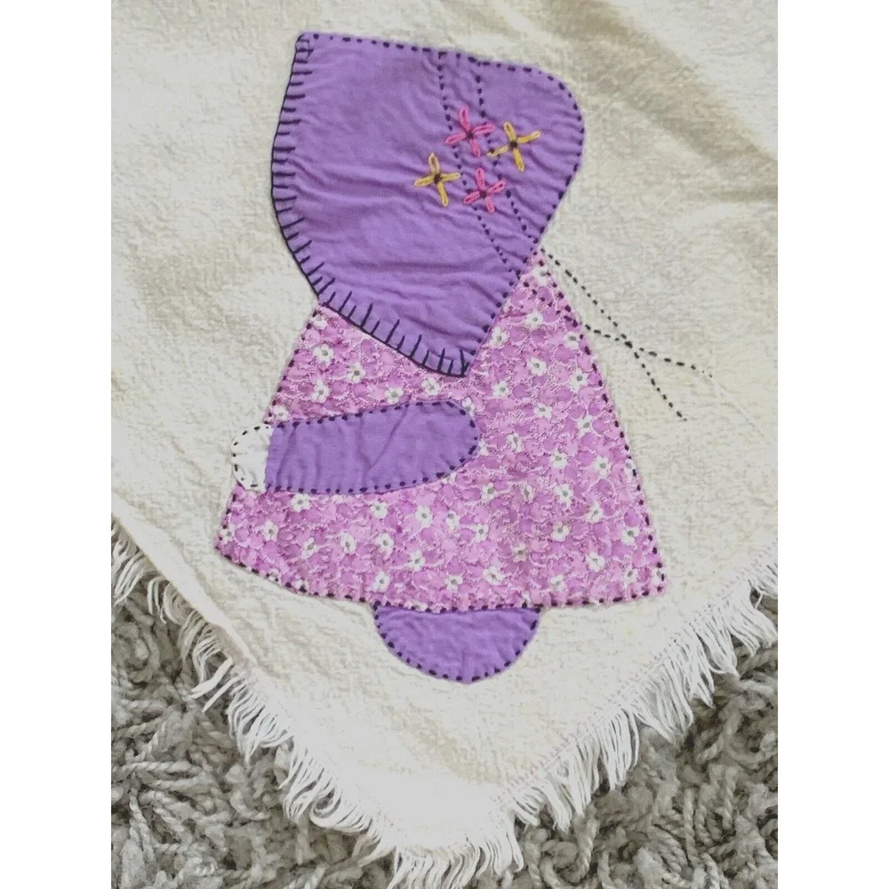 3 Flour Sack 1930's Cotton Tea Towels Sunbonnet Sue Embroidery & Appliqued 32